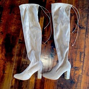 Suede thigh high boots